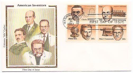 #2055-58 U/A COLORANO SILK FDC BL4  American Inventors