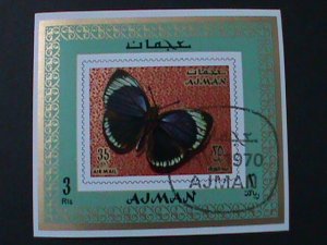 AJMAN-1970-COLORFUL BEAUTIFUL LOVELY BUTTERFLY-CTO-IMPERF-S/S VF-FANCY CANCEL