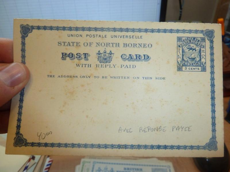 North Borneo 3c PSC double card unused (69beh)