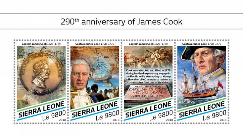 Sierra Leone James Cook Stamps 2018 MNH Exploration Ships Famous People 4v M/S 