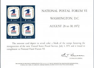 SOUVENIR CARD OF THE NATIONAL POSTAL FORUM IV AT WASHINGTON D.C. B4 8c AIRMAIL