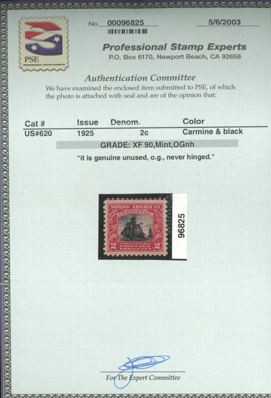 U.S. #620 MINT WITH PSE CERT GRADE XF 90
