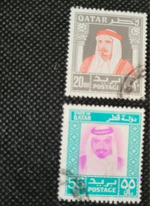 Qatar, 1968-72, Shieks Ahmad and Khalifa al Thani, #148 & 293, used, SCV$2.25