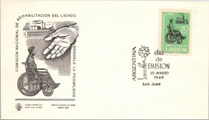 Argentina 1968 FDC - Nat'l Comm'n Rehabilitation Of The Crippled - Sn Juan - J96