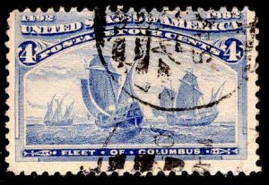 US Stamp #233 4c Columbian USED SCV $8.00