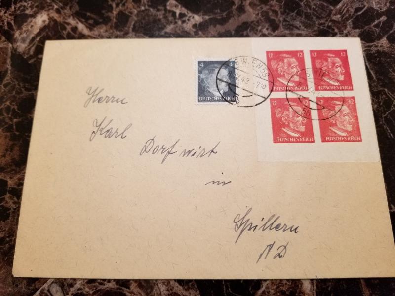 1943 Vienna Germany OSS Forgery Stamps Cover Block 4 Imperf