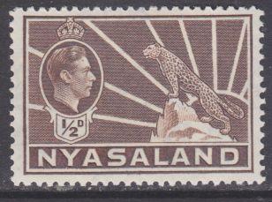 Nyasaland sc#54A 1942 1/2p KG6 Animals MNH