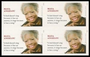 US 4979a Maya Angelou imperf NDC block 4 MNH 2015