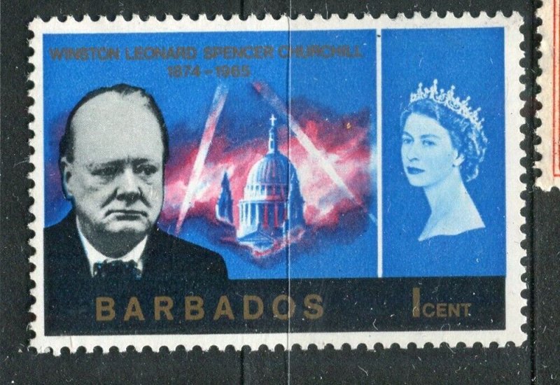 BARBADOS; 1965 early QEII Churchill issue fine Mint 1c. value