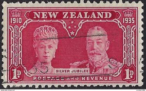 NEW ZEALAND 1935 KGV 1d Carmine, Silver Jubilee SG574 Used