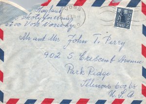 Norway to Park Ridge,IL 1976 Airmail Cover