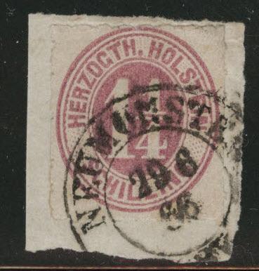 Schleswig-Holstein Scott 22 with a nice Cancel on piece 1865