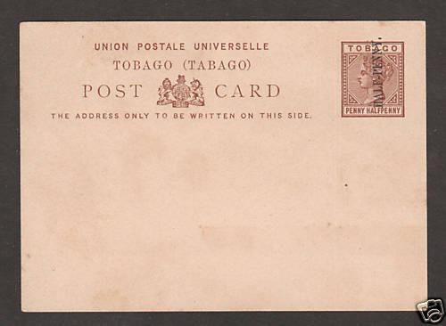 Tobago H&G 3 unused Postal Card, ½p on 1½p QV indicium