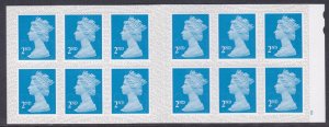ME7a M19L Stamps 12 x 2nd class stamps barcode booklet - Large Over Small Cyl W6