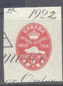 CANADA VAN DAM #FCH1 USED 1925 EMBOSSED CHEQUE STAMP BS24350-3