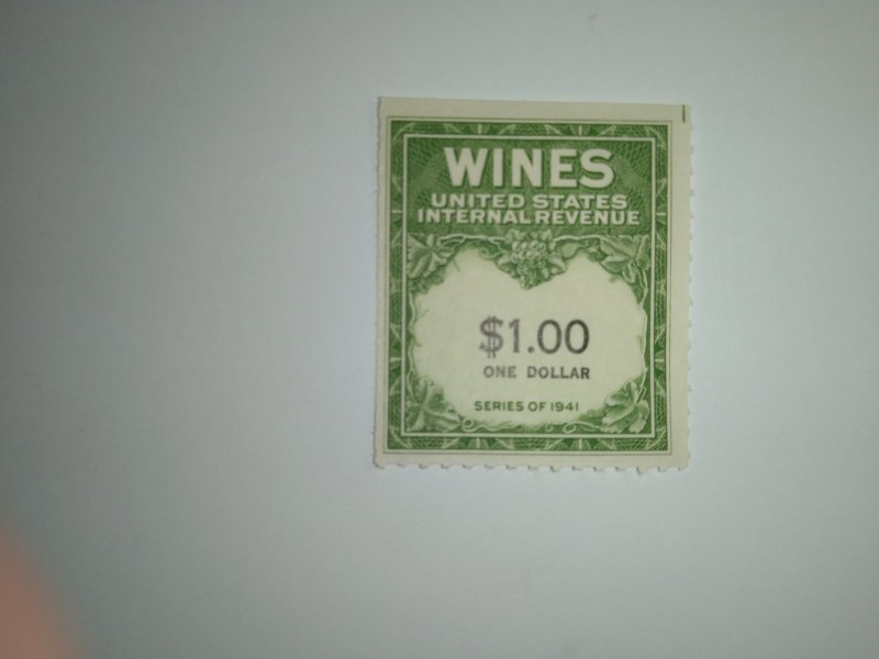 SCOTT #RE173 ONE DOLLAR MNH WINE STAMP IMPERF FREE SHIPPING