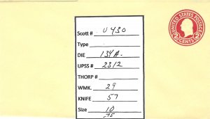 Scott# U430  Die 134 UPSS#2312 US envelope.