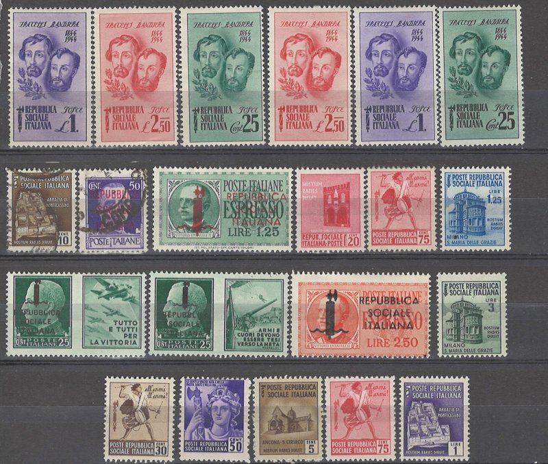 COLLECTION LOT # 3721 ITALIAN SOCIAL REPUBLIC 21 STAMPS 1944 CLEARANCE
