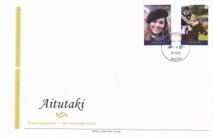 Aitutaki 2011 FDC Royal Engagement 2v Set Cover Prince William Kate Middleton