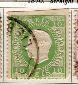 PORTUGAL; 1870 early classic perf Luis issue used 10r. value