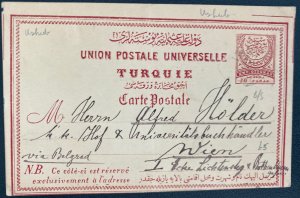 1887 Uskab Turkey Stationery Postcard Cover To Vienna Austria Via Belgrad