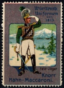 Vintage Germany Poster Stamp Knorr Hahn Macaroni Württemberg Uniforms 1813