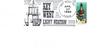 SPECIAL PICTORIAL POSTMARK CANCEL LIGHTHOUSE SERIES KEY WEST FLORIDA 1990