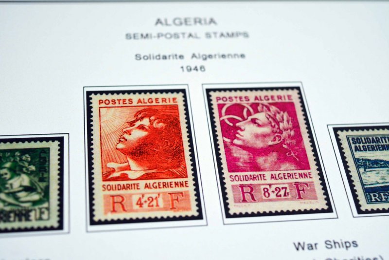 COLOR PRINTED FRENCH ALGERIA 1924-1958 STAMP ALBUM PAGES (29 illustrated pages)