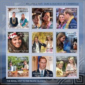 SOLOMON IS.- 2013 - Royal Visit to Pacific - Perf 9v Sheet #1 -Mint Never Hinged