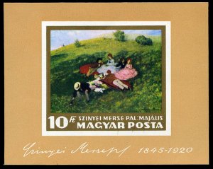 Hungary #1802 Cat$25, 1966 Hungarian Painters, imperf. souvenir sheet, never ...