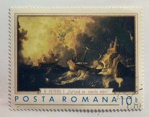 Romania 1971 Scott 2262 CTO - 10b, painting Thunderstorm at the Coast, B. Peters