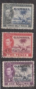 Gambia #  134A, 135A, 138, Elephant  Definitives, Used, 1/3 Cat.