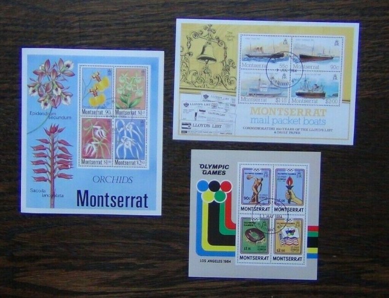 Montserrat 1984 Packet Boats Olympics 1985 Orchids Miniature Sheet Used