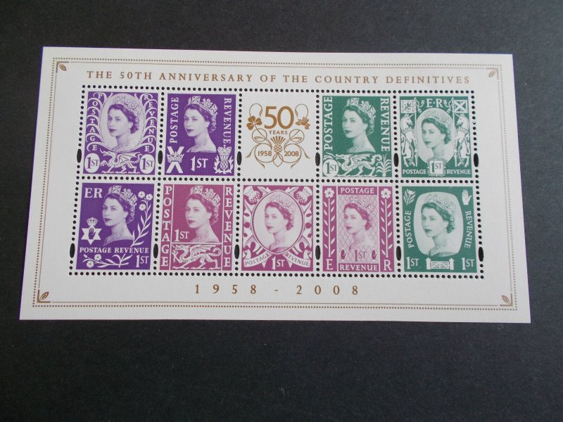 GB QEII 2008 Anniv of Country Definitives Miniature Sheet MSW125 Cat £8.25 M/N/H