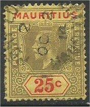 MAURITIUS, 1922, used 25c, King George V, Scott 194a Die I