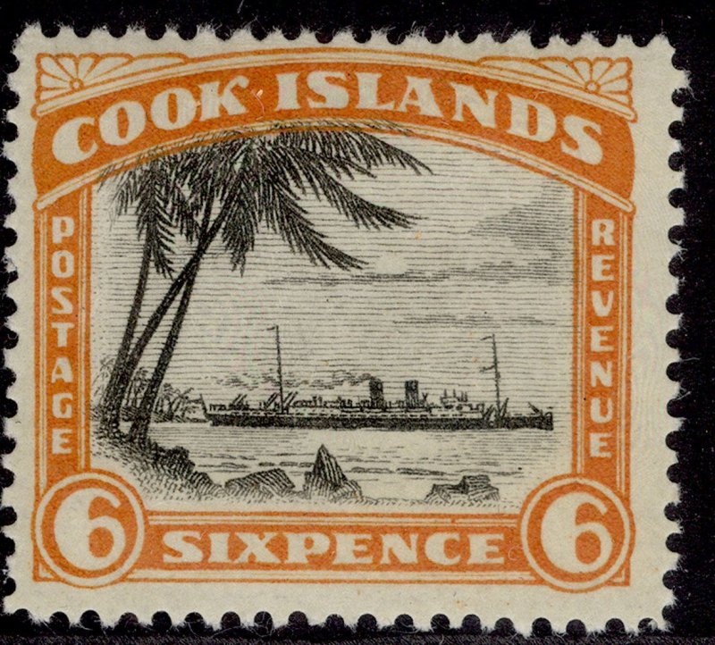 COOK ISLANDS GV SG104a, 6d black & orange, M MINT.