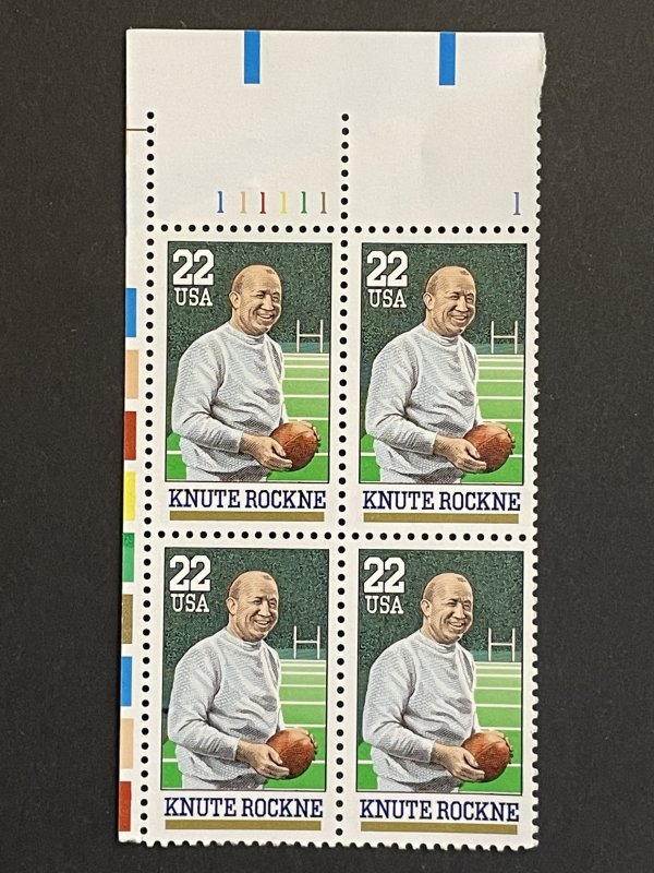 Scott# 2376 22-cent Knute Rockne, MNH Plate Block of 4