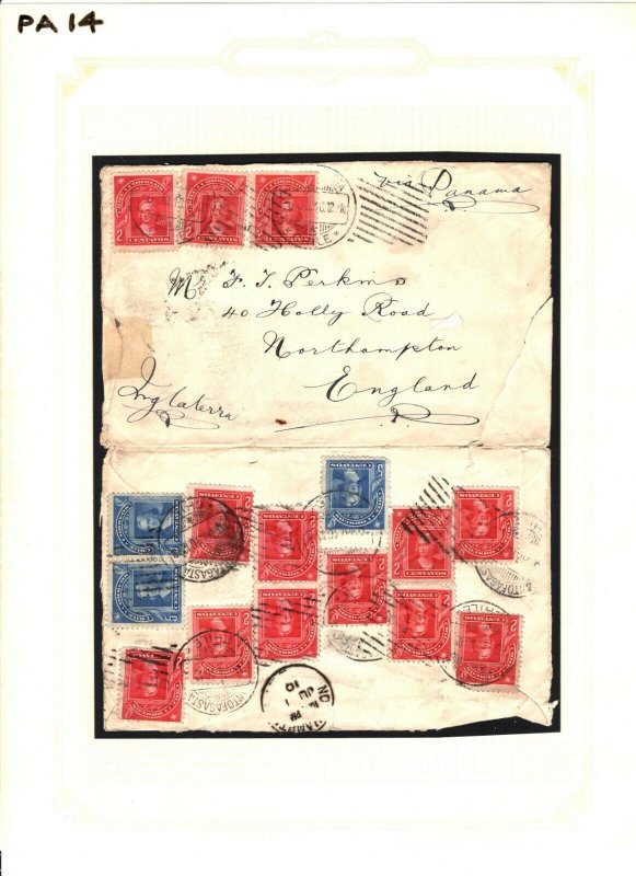 CHILE *Antofagasta* GB Northampton via PANAMA Cover 1910 {samwells} PA14