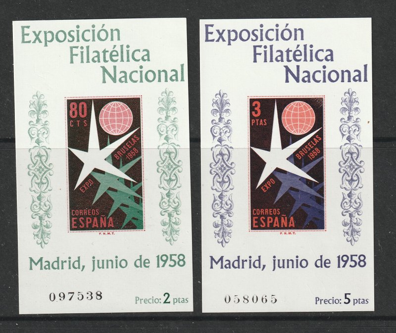 Spain the 1958 mini sheet pair MNH