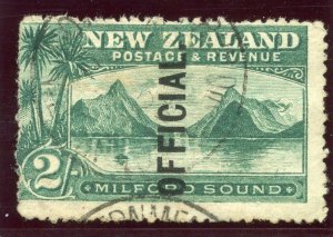 New Zealand 1907 KEVII Official 2s blue-green very fine used. SG O66. Sc O29.