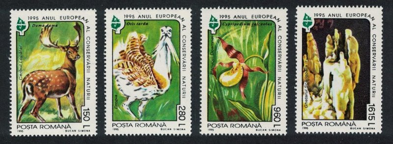 Romania Bustard Bird Deer Orchid Stalagmite Fauna Animals 4v 1995 MNH