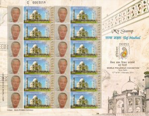 INDIA INDIPEX 2011   Personalised My Stamp Sheet featuring Avedis Ketchian MNH