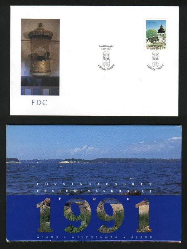 Aland. FDC 5 different  complete 1991 in Folder