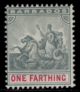 BARBADOS QV SG105, ¼d slate-grey & carmine, LH MINT.