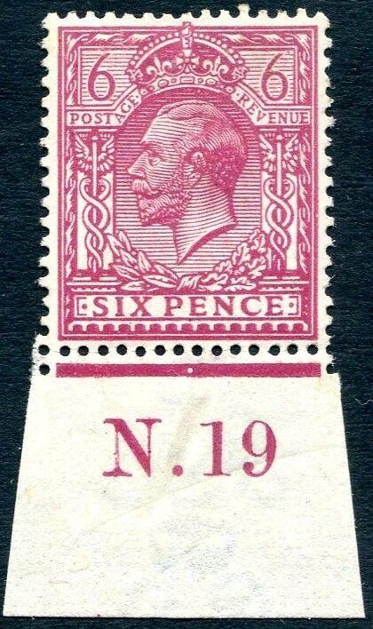 1912-24 6d Purple N.19 (I) Control Single MOUNTED MINT V79290