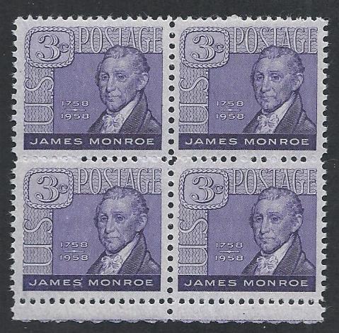 UNITED STATES SC#1105 FVF/MNH B/4 1958