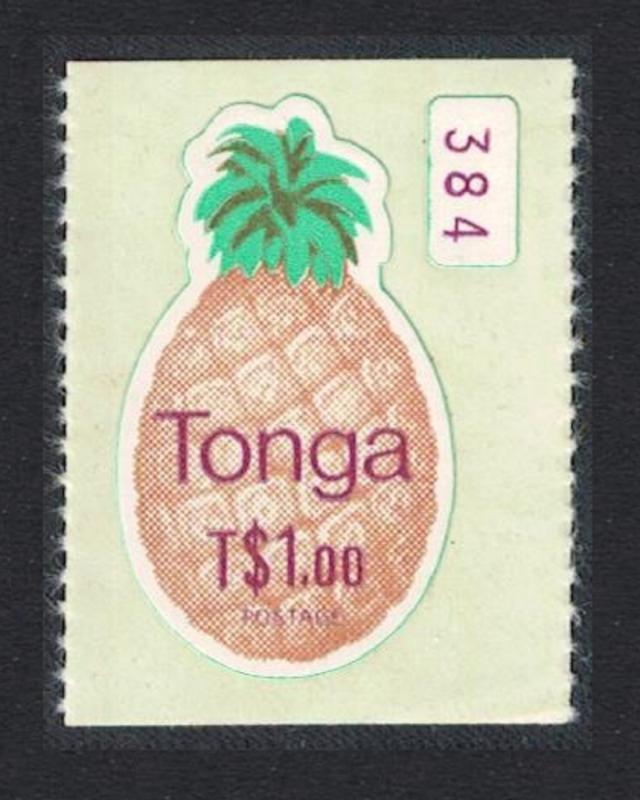 Tonga Pineapple Coil stamp Imperf Self-adhesive 1v T$1.00 Control number SG#689