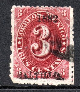 Mexico 1882 Foreign Mail Small Numeral 3¢ Rose Carmine Satillo VFU MX82