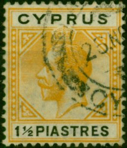 Cyprus 1922 1 1/2pi Yellow-Black SG91 Fine Used