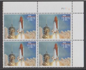 U.S. Scott #2544A Space Shuttle Stamp- $43 Face - Mint NH Plate Block - UR Plate